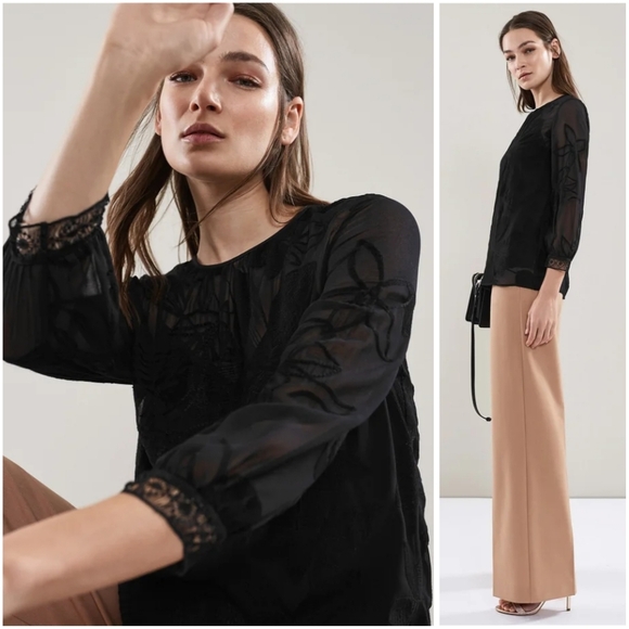NWT Reiss Rosie Lace Top in Black 0 - Picture 2 of 12